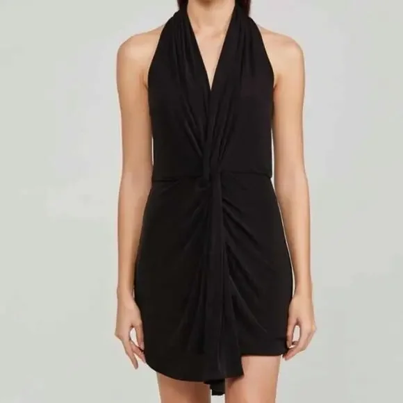 Significant Other Black Halter Dress Low Back Deep V New Year’s  Size 8 - Picture 2 of 9